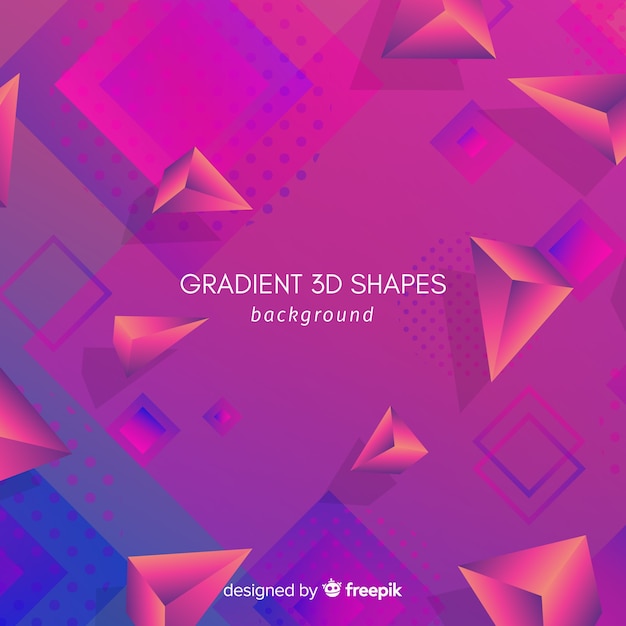Free vector gradient geometric 3d shapes background