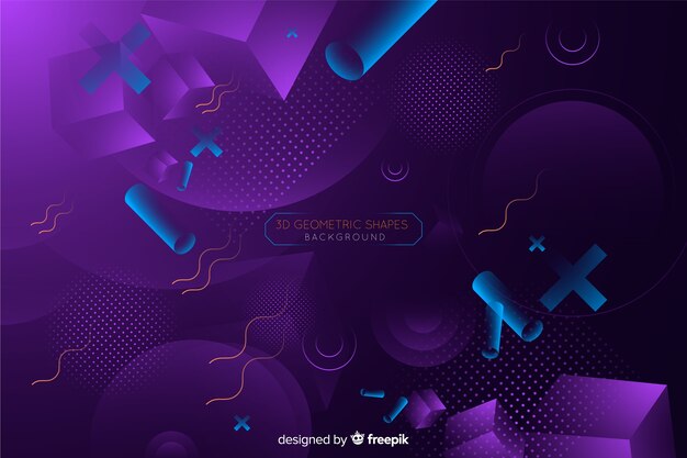 Gradient geometric 3d shapes background