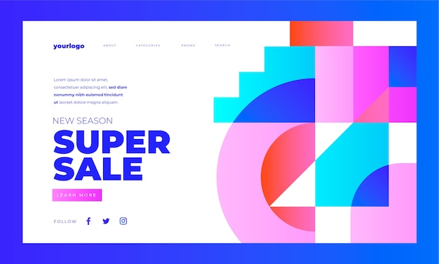 Free vector gradient geometric abstract landing page