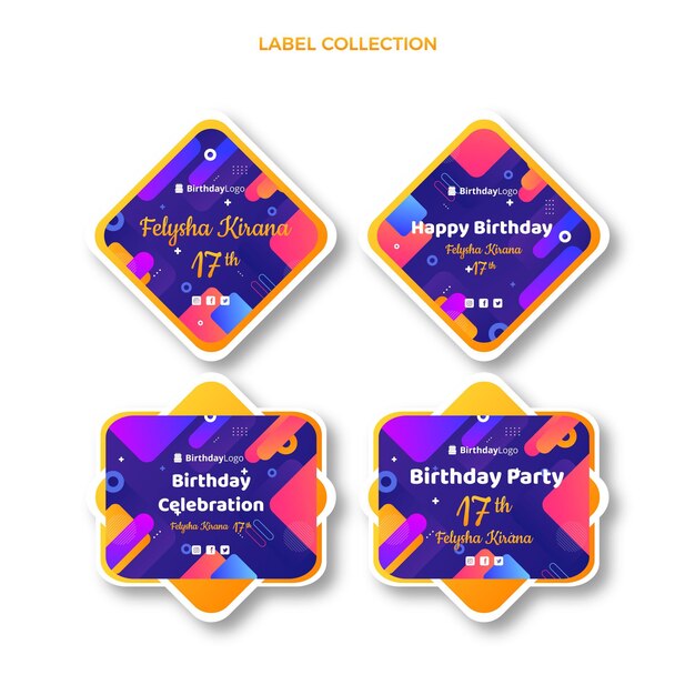 Gradient geometric birthday labels