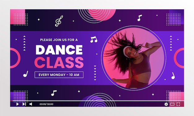 Free vector gradient geometric dance school youtube thumbnail