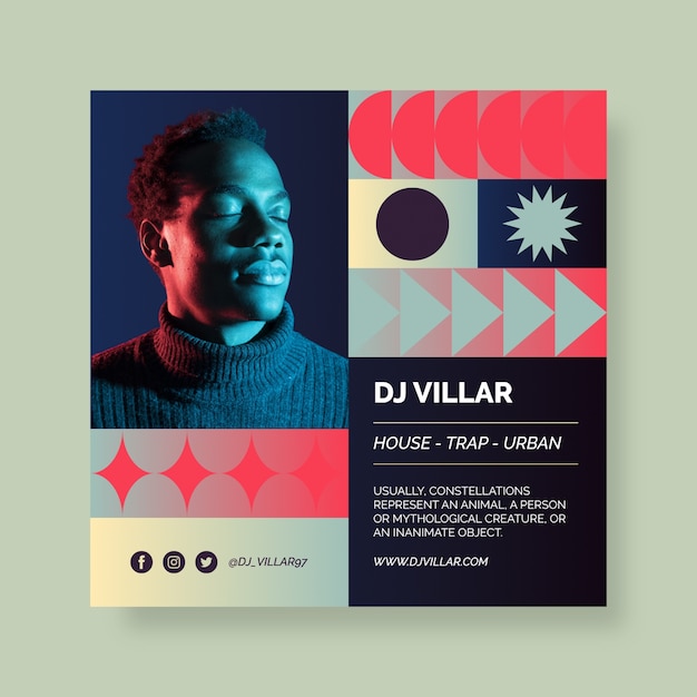 Free vector gradient geometric dj twitter post