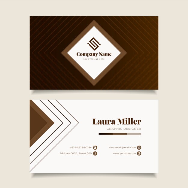 Gradient geometric double-sided horizontal business card template