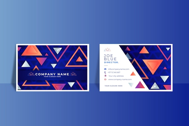 Free vector gradient geometric double-sided horizontal business card template