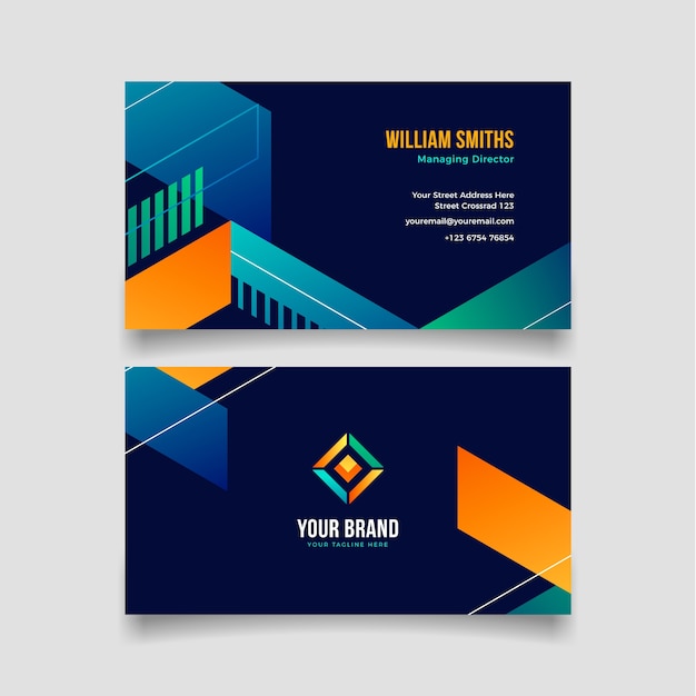 Gradient geometric horizontal business card template