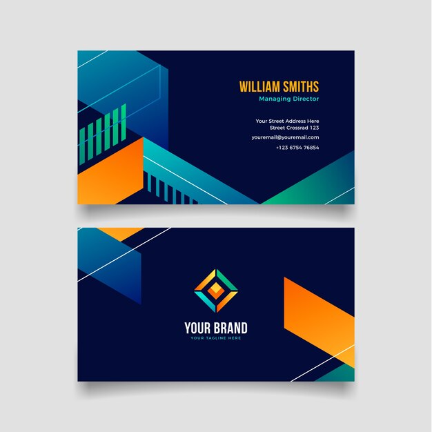 Gradient geometric horizontal business card template