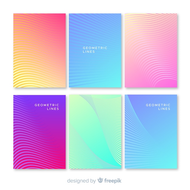 Gradient geometric lines brochure template collection