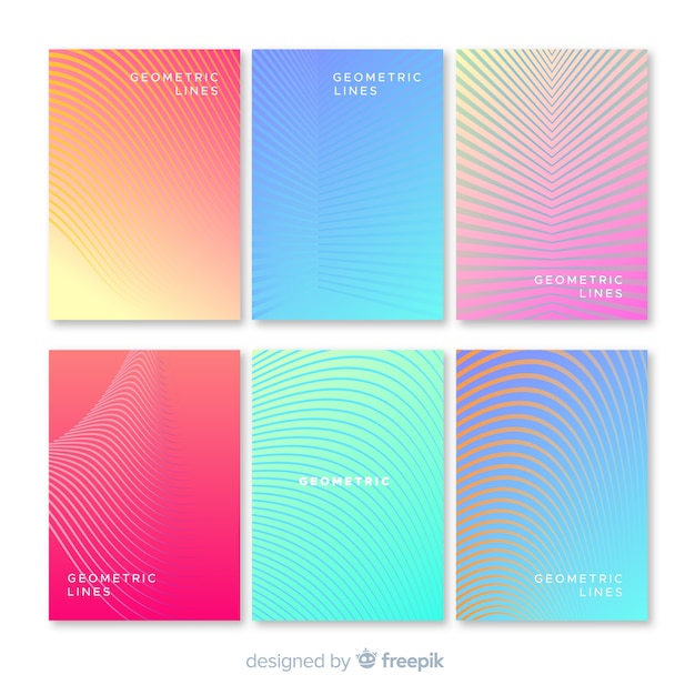 Gradient geometric lines brochure template collection