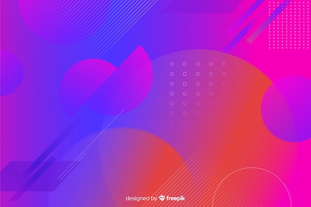 Gradient geometric shapes background in memphis style