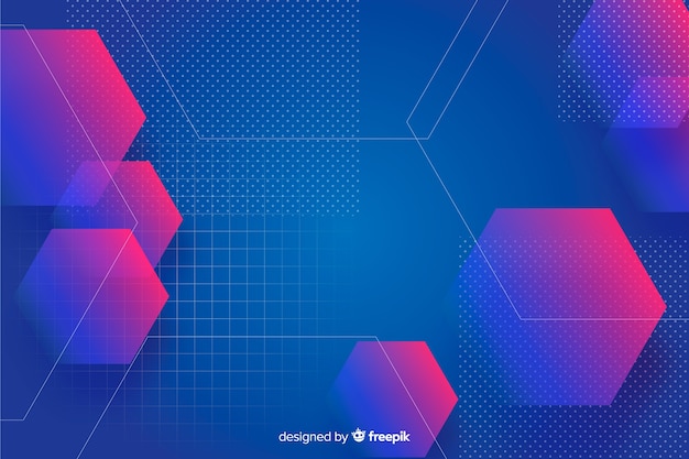 gradient geometric shapes background with hexagons