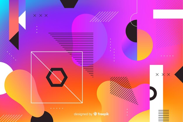 Gradient geometric shapes colorful background