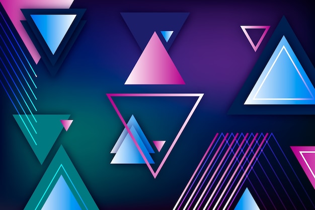 Gradient geometric shapes on dark background