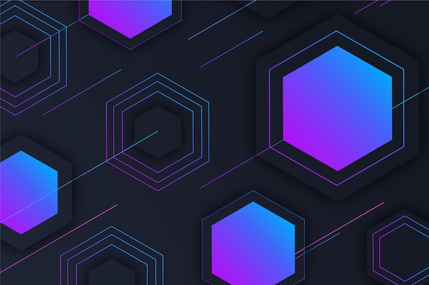 Gradient geometric shapes on dark background