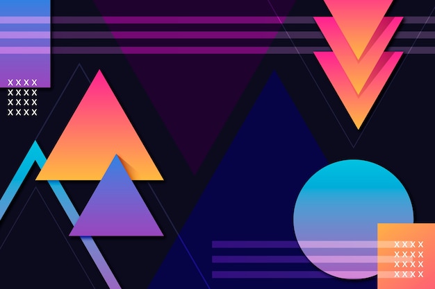 Gradient geometric shapes on dark background