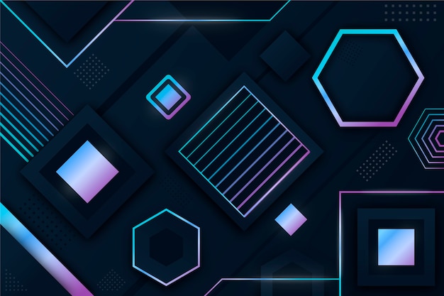 Free vector gradient geometric shapes on dark background