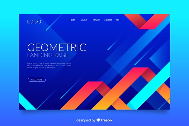 Gradient geometric shapes landing page