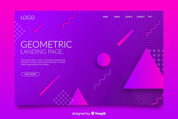 Free vector gradient geometric shapes landing page