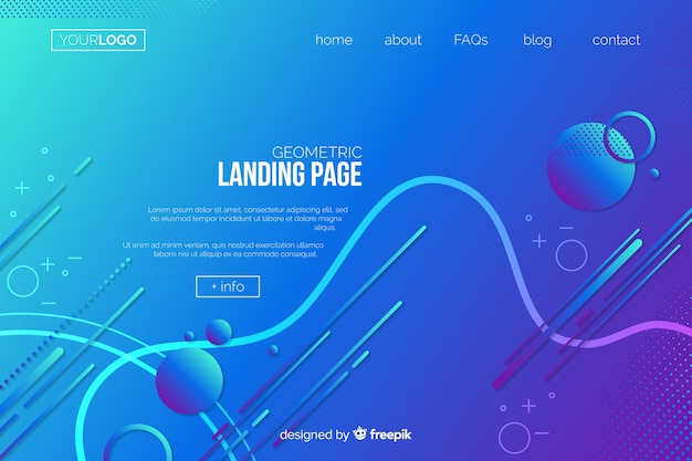 Free vector gradient geometric shapes landing page