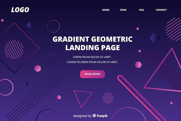 Free vector gradient geometric shapes landing page