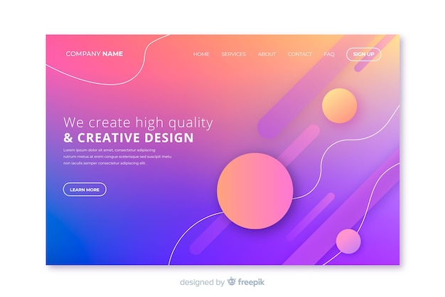 Gradient geometric shapes landing page