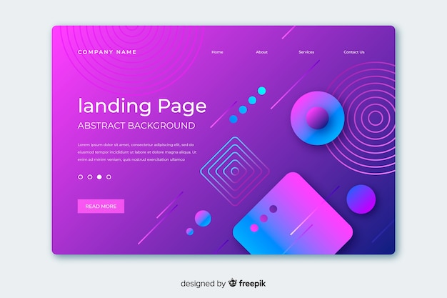 Gradient geometric shapes landing page