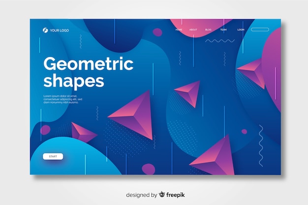 Free vector gradient geometric shapes landing page