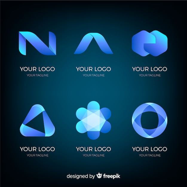 Gradient geometric technological logotype collection