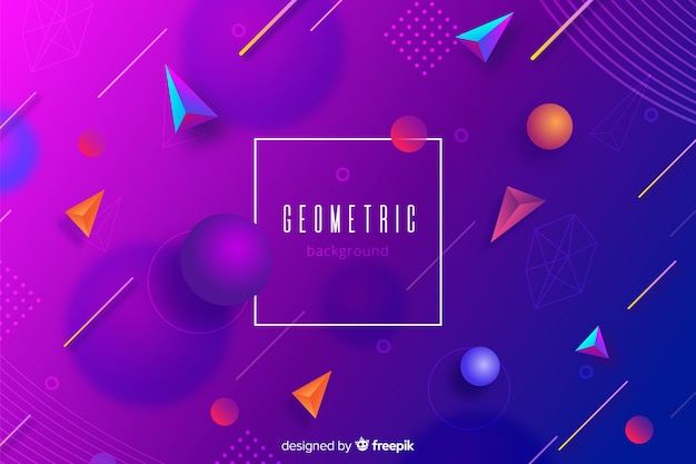 Gradient geometric tridimensional shapes background