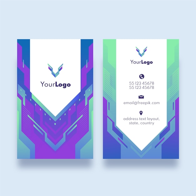 Gradient geometric vertical business card template