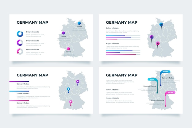 Free vector gradient germany map infographic