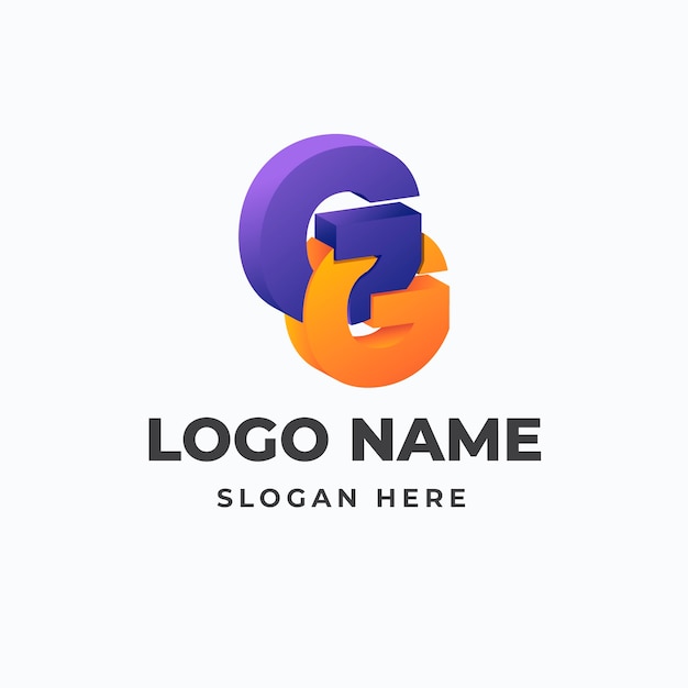 Gradient gg logo template