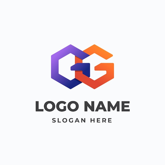 Free vector gradient gg logo template