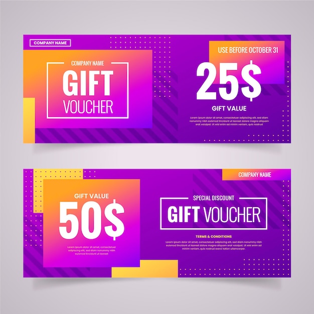 Free vector gradient gift voucher banners pack