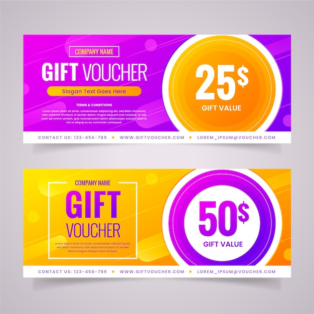 Gradient gift voucher banners