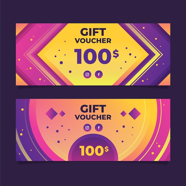 Gradient gift voucher horizontal banners template