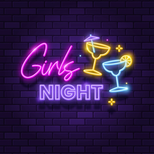 Free vector gradient girls night neon illustration