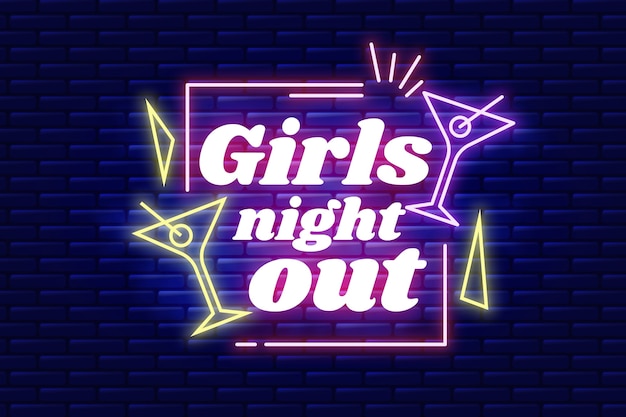 Free vector gradient girls night neon light illustration