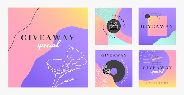 Gradient giveaway instagram posts design