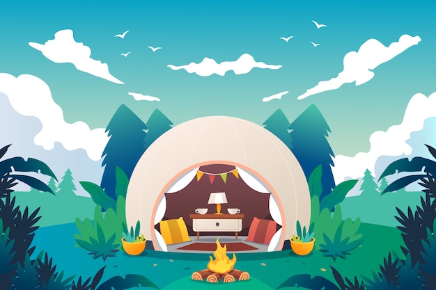 Free vector gradient glamping illustration