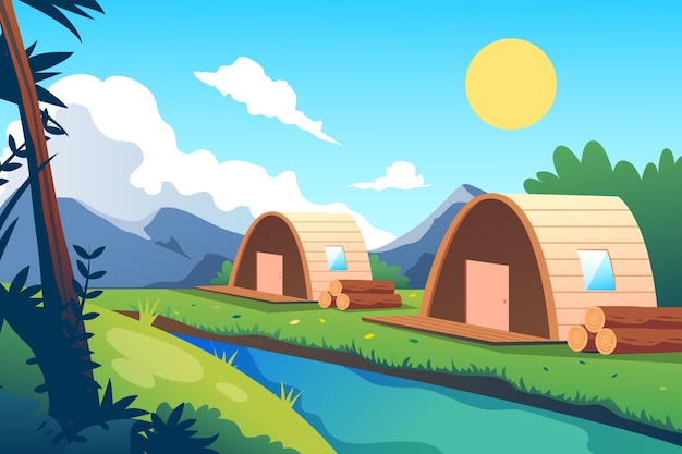 Free vector gradient glamping illustration