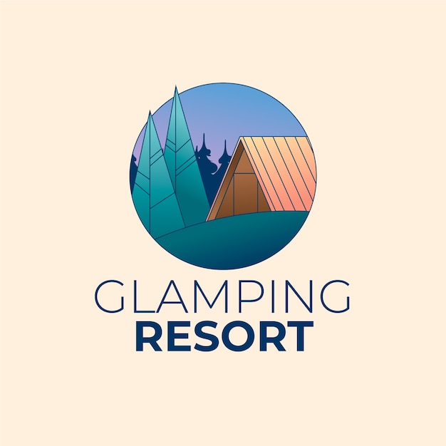 Vettore gratuito modello di logo glamping sfumato