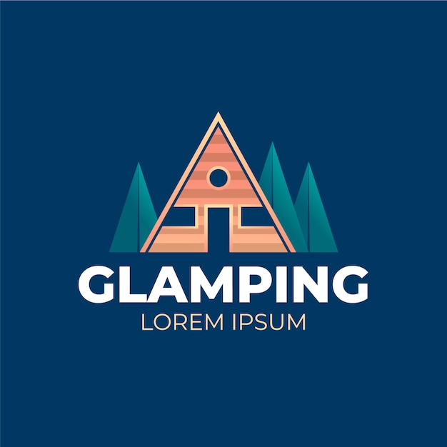 Vettore gratuito modello di logo glamping sfumato