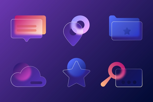 Gradient glassmorphism elements set