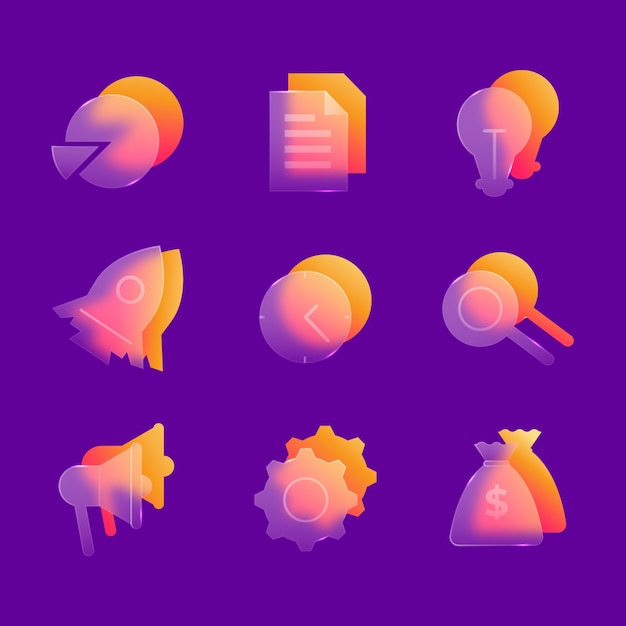 Free vector gradient glassmorphism elements