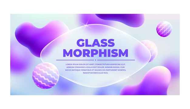 무료 벡터 그라데이션 glassmorphism 가로 배너