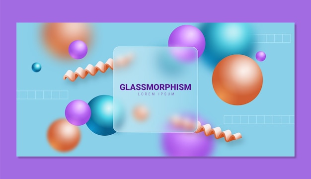 무료 벡터 그라데이션 glassmorphism 가로 배너