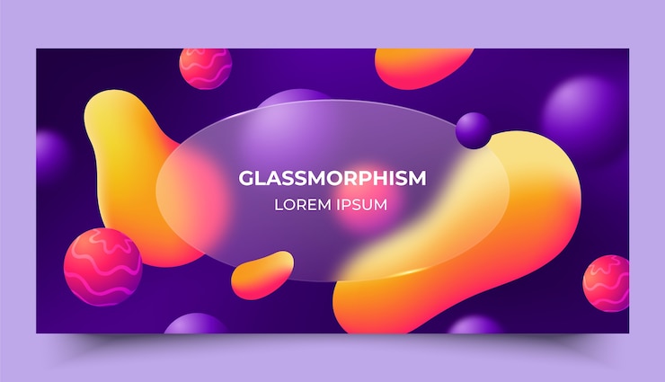 무료 Vector 그라데이션 glassmorphism 가로 배너