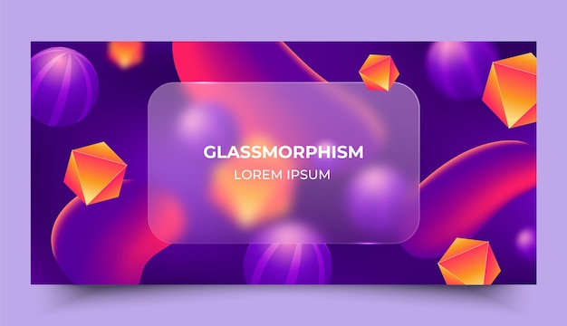 무료 벡터 그라데이션 glassmorphism 가로 배너