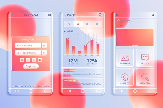 gradient glassmorphism mobile app template