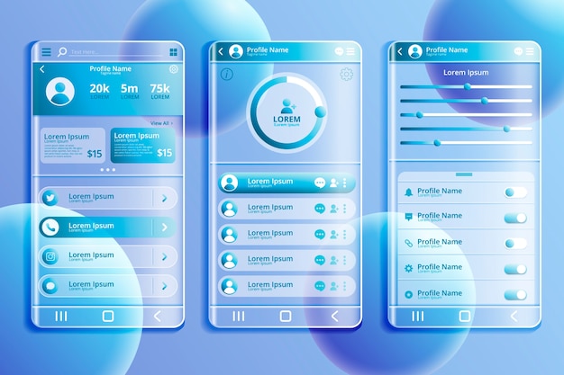 gradient glassmorphism mobile app template